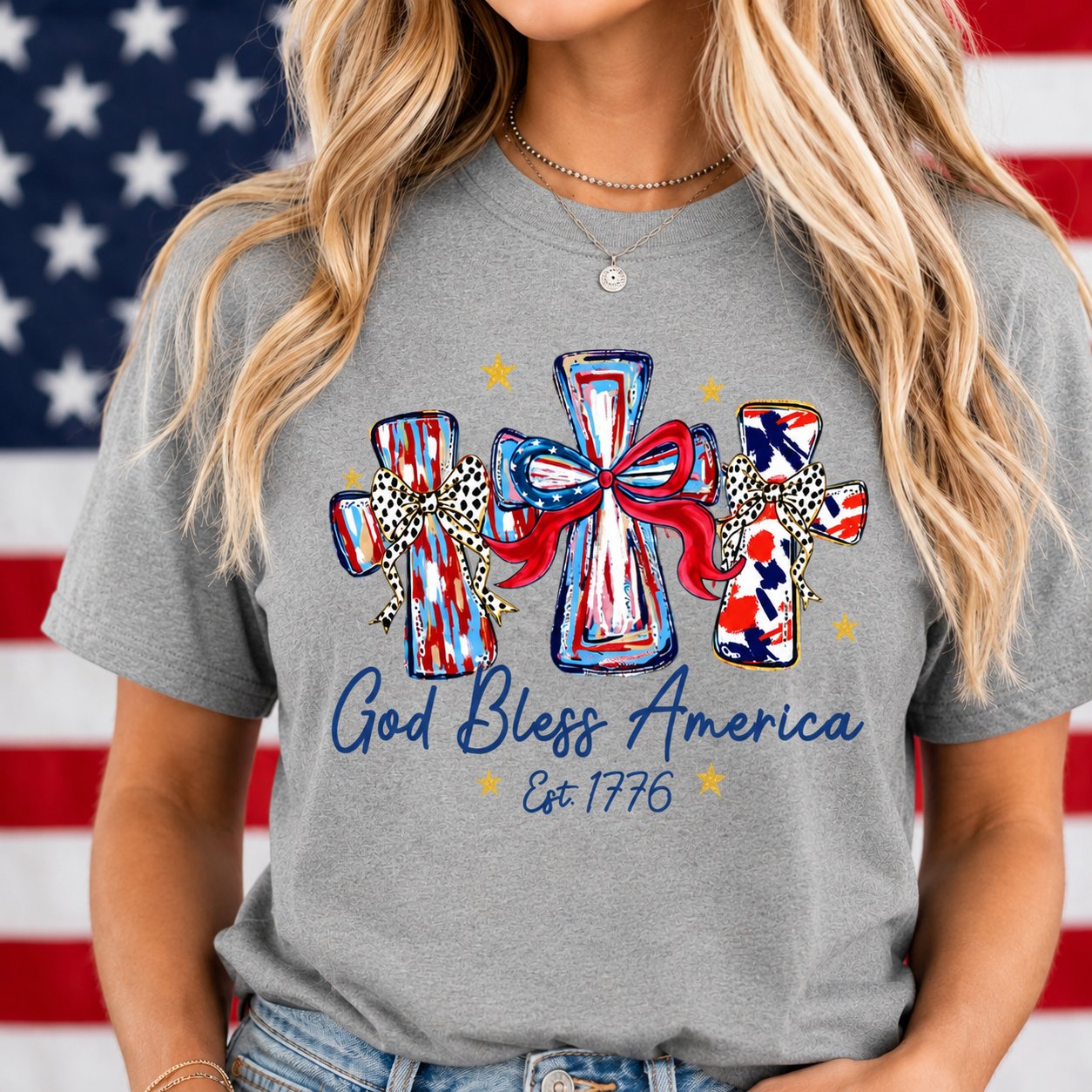 Vintage Washed "God Bless America" Faith & Freedom Tee