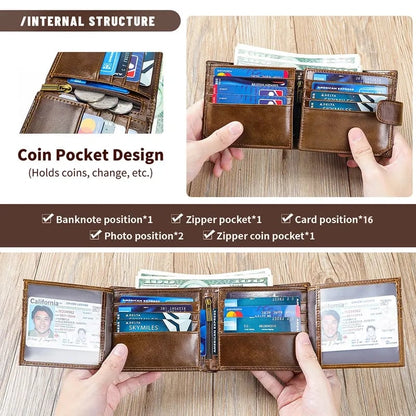 👛 Vintage Top-Grain Leather Men's Wallet