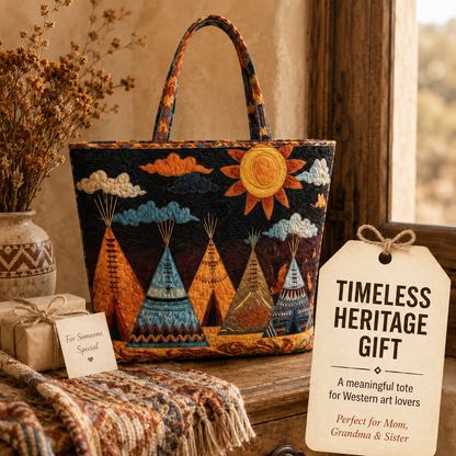 Vintage Boho Floral Horse Quilted Tote Bag👜