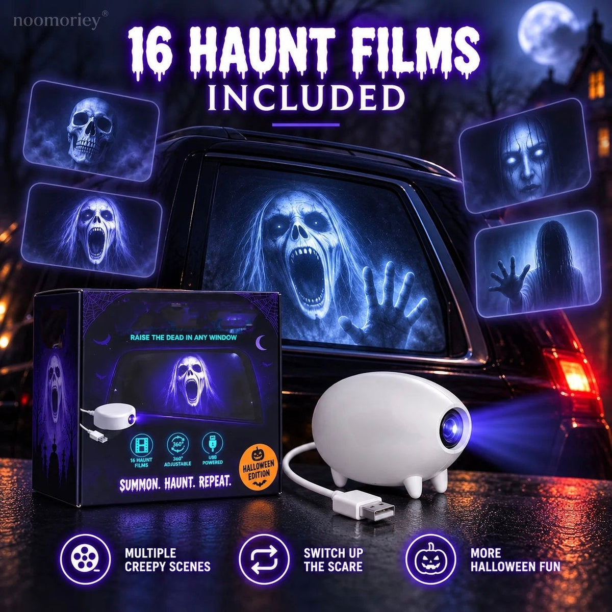 🎃 Halloween Window Projector 👻 16 Spooky Scenes & 360° Adjustable Stand