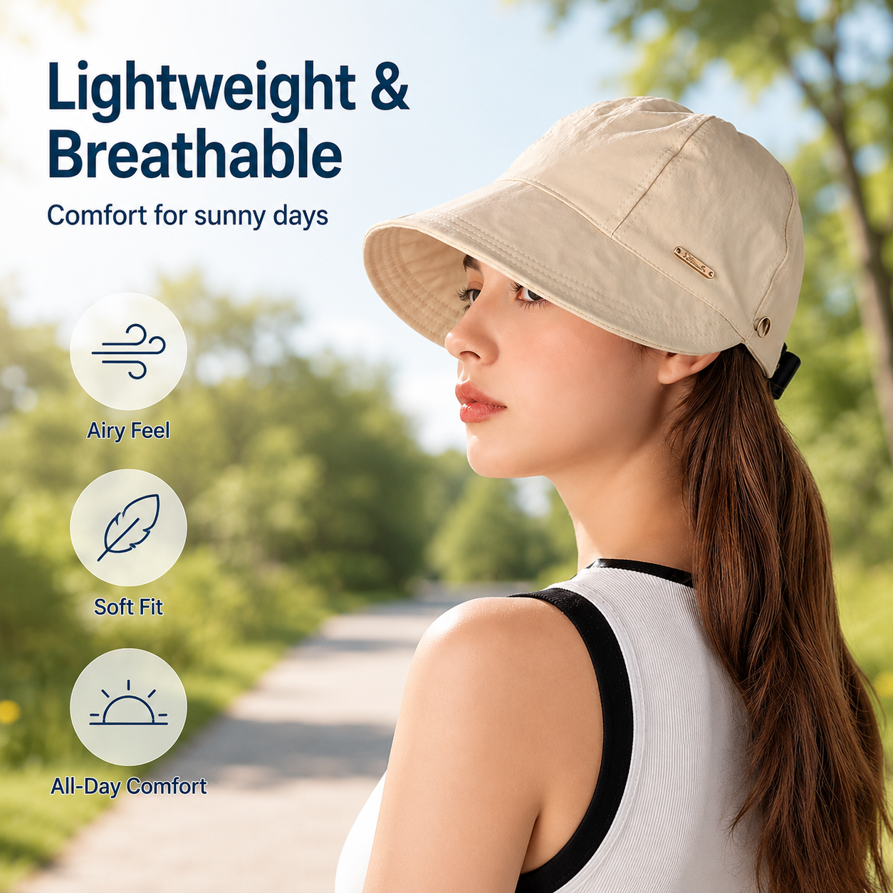 ☀️Women’s Ponytail Sun Hat – Lightweight Wide Brim Outdoor Cap for Beach, Travel & Gardening