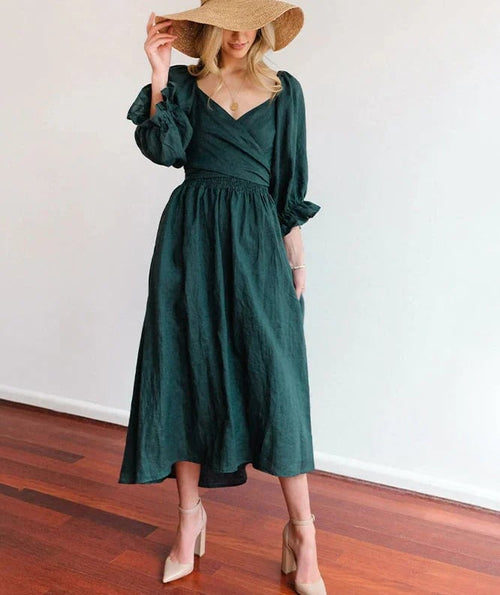 💖Early Mother's Day Sale - 48% OFF🎁French Ruffled Lantern Sleeves Multi-wear Dress