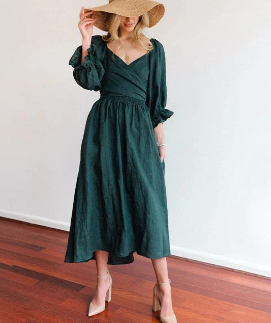 💖Early Mother's Day Sale - 48% OFF🎁French Ruffled Lantern Sleeves Multi-wear Dress