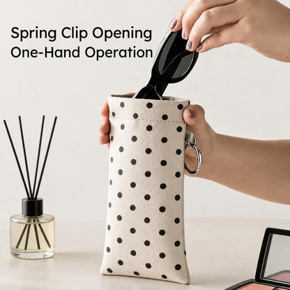 🕶️ Soft PU Leather Eyeglasses Pouch with Cleaning Cloth & Key Ring