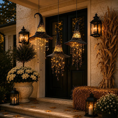 🍂 Lighted Witch Hat Hanging Chime Where Halloween Magic Meets Enchanted Glow