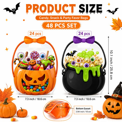 🎃 Halloween Goodie Bags with Handles | Clear Candy & Treat Bags 👻🍬