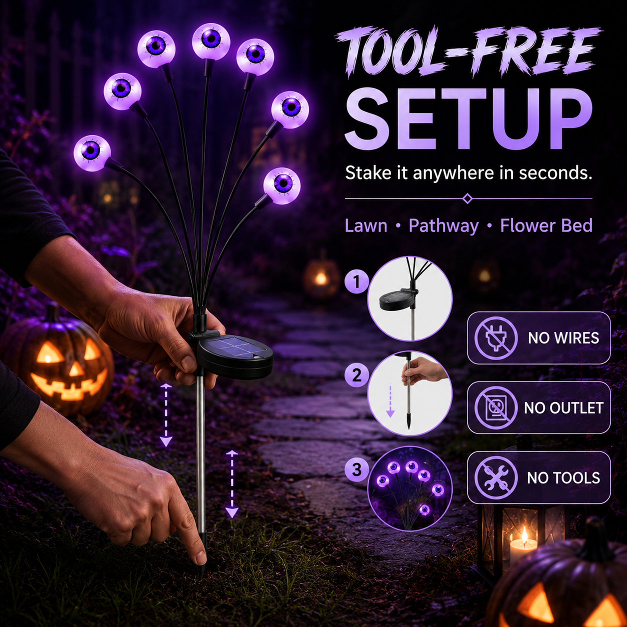Solar Swaying Eyeball Halloween Lights 👁️✨