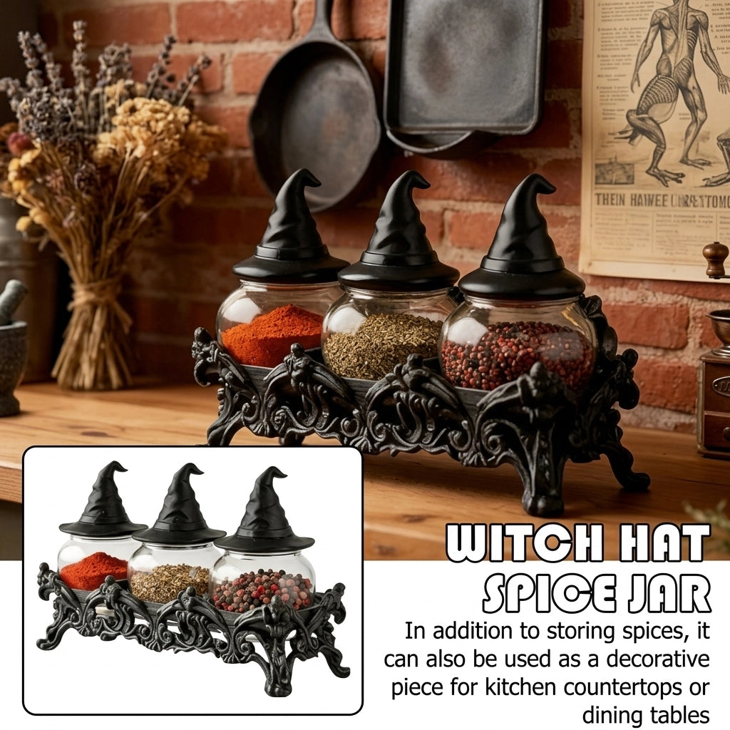 Enchanted Gothic Witch Spice Jar & Herb Container Set 🖤🔮