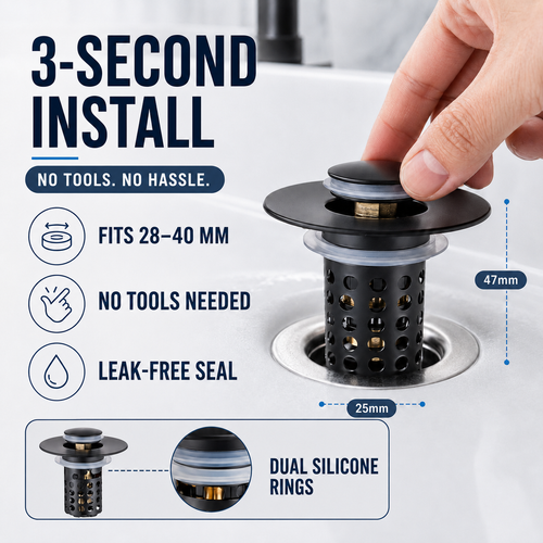✨ Pop-Up Bathroom Sink Drain Stopper