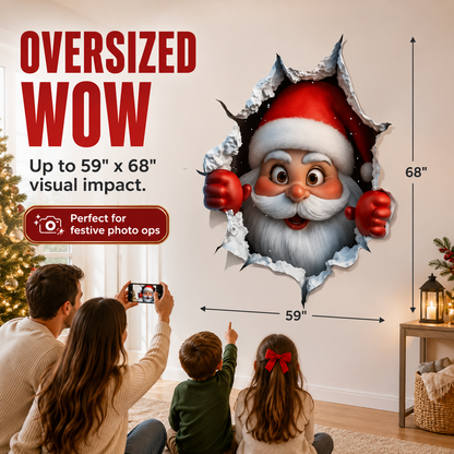 🎅 Bring Christmas Magic Home: 3D Santa Burst Wall Sticker!