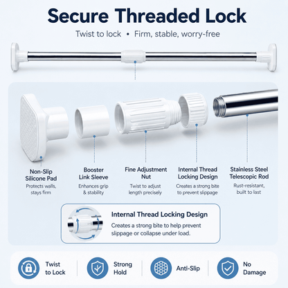 🏠 Drill-Free Adjustable Tension Rod – Instant Storage, Zero Wall Damage