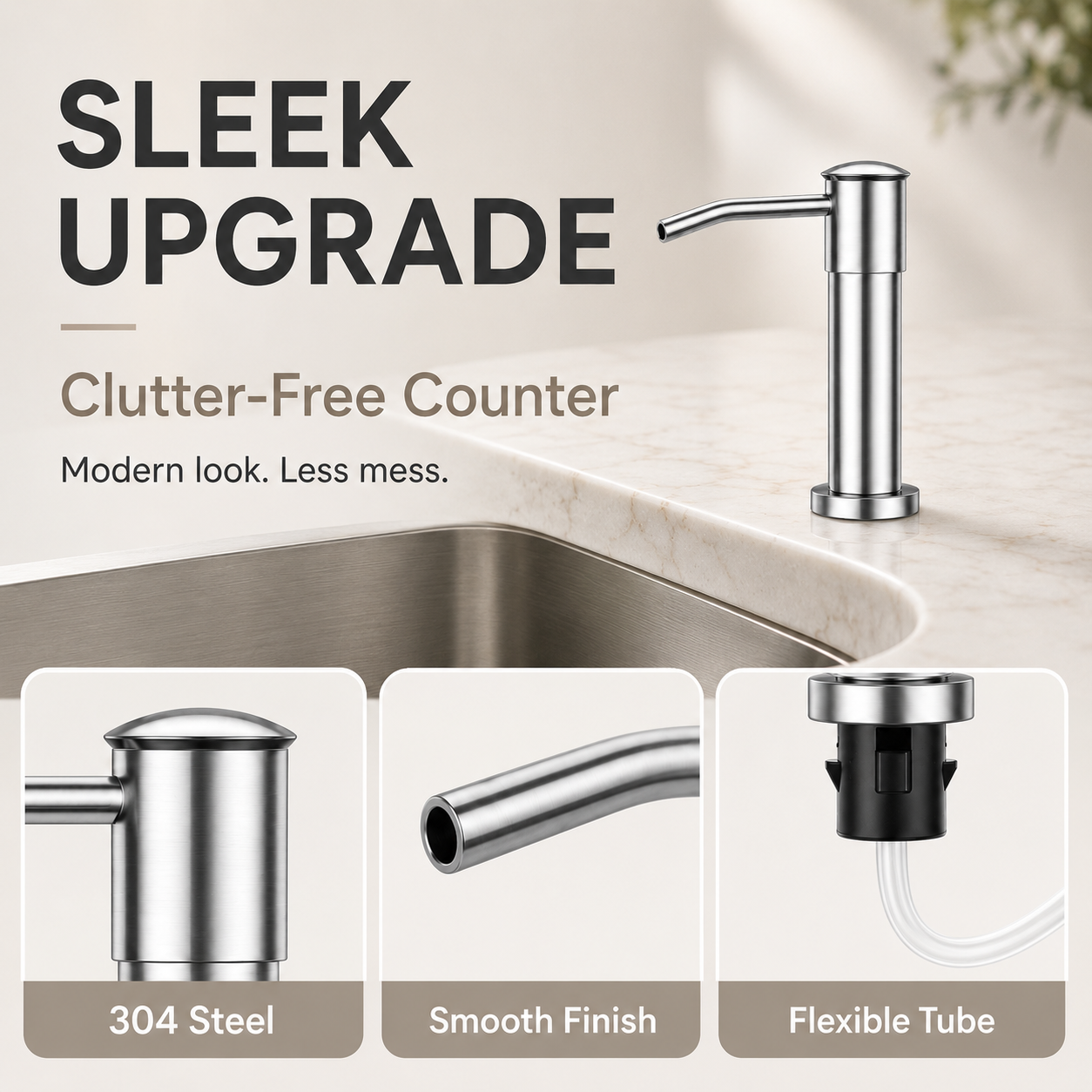 304 Stainless Steel Soap Dispenser Extension Tube Kit