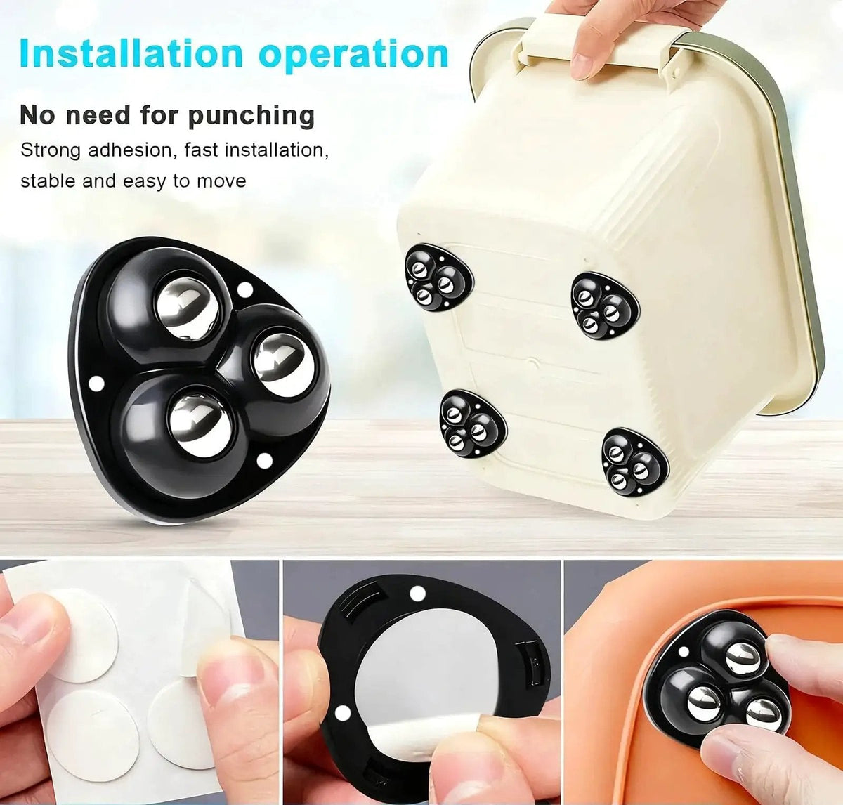 ✨ 8-Pack Self-Adhesive 360° Appliance Rollers | Easy-Move Mini Casters