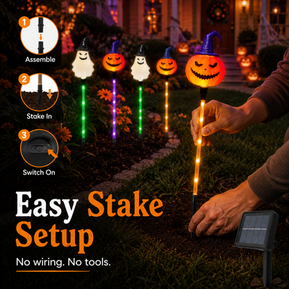🎃 Solar Halloween Pumpkin & Ghost Pathway Lights (Set of 6)