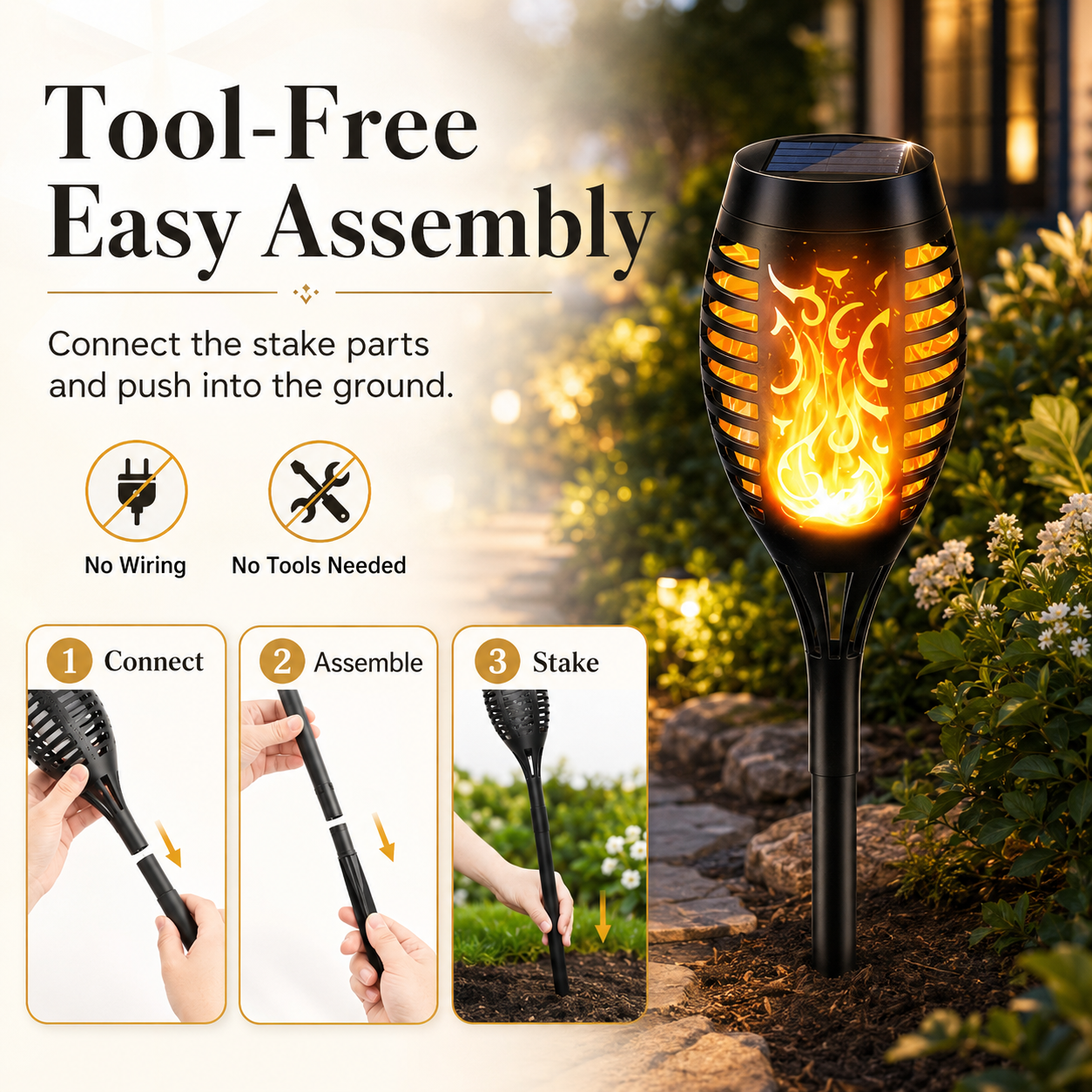 🔥 Dancing Flame Solar Torch – Waterproof Outdoor Garden Light