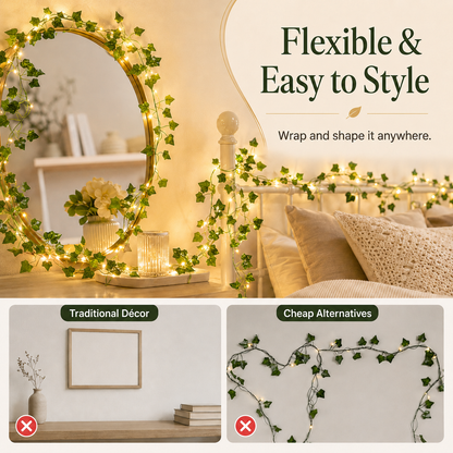 🌿 Aesthetic LED Ivy Garland Lights – Warm Ambient Room Decor ✨
