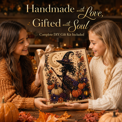 🎃 Mystical Witch & Pumpkin 5D Diamond Painting Kit