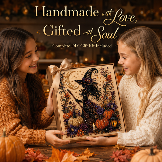🎃 Mystical Witch & Pumpkin 5D Diamond Painting Kit