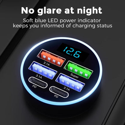🎉 2026 Offer — Over 44,100 sold! 🔋 6-in-1 Car Fast Charger with Voltage Display