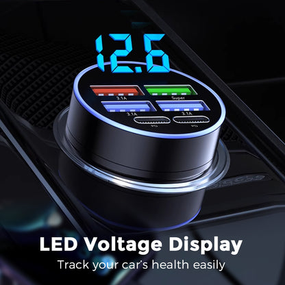 🎉 2026 Offer — Over 44,100 sold! 🔋 6-in-1 Car Fast Charger with Voltage Display