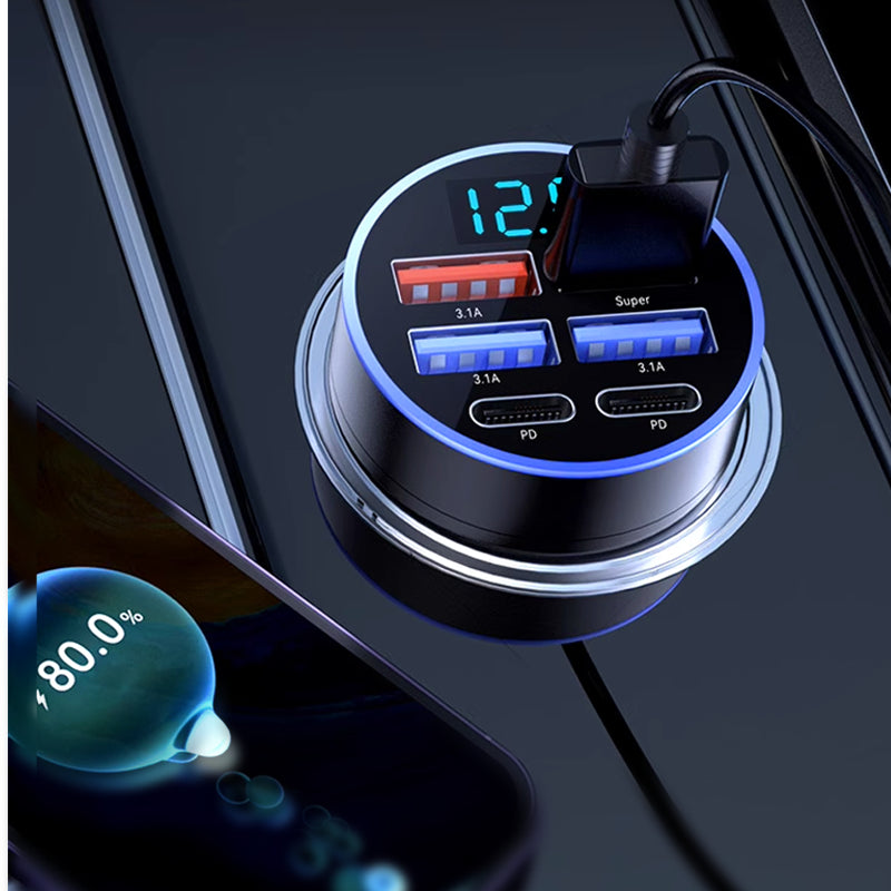 🎉 2026 Offer — Over 44,100 sold! 🔋 6-in-1 Car Fast Charger with Voltage Display