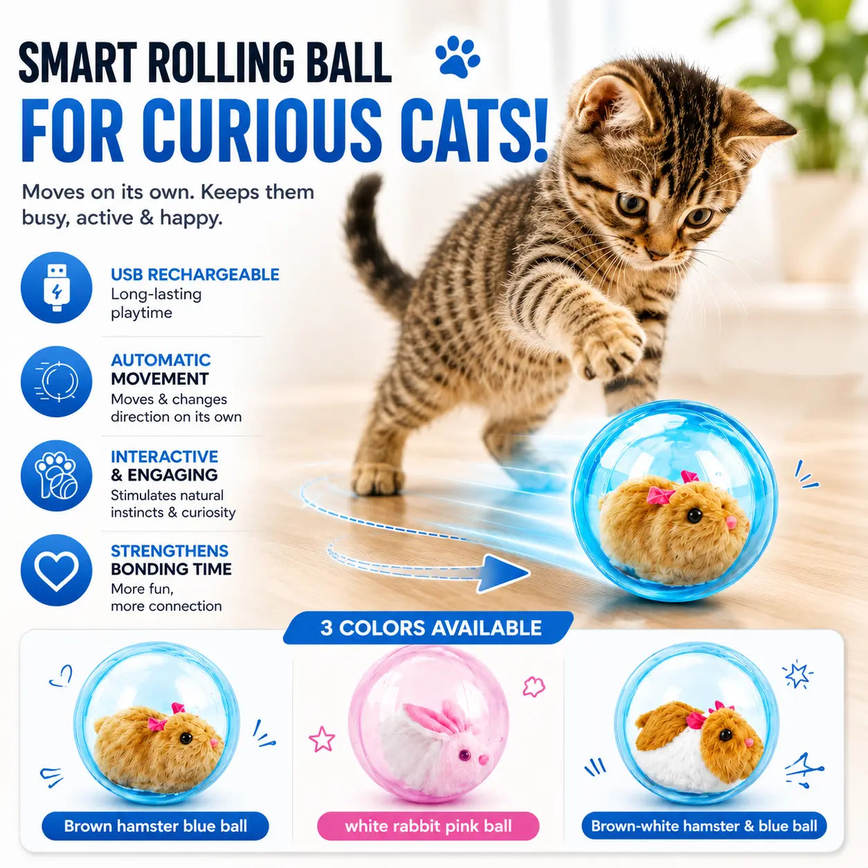 🐾Rechargeable Smart Rolling Ball Cat Toy