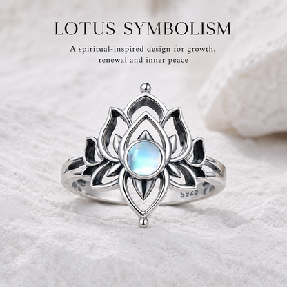 Vintage Moonstone Lotus Ring