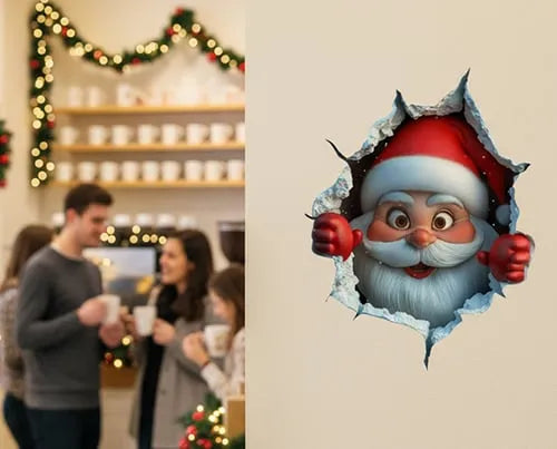 🎅 Santa Claus 3D Wall Sticker | Peel & Stick Christmas Decor 🎄✨