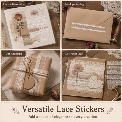 ✂️ Vintage Long-Strip Sticker Pack-Add a soft, timeless touch to your journals & gifts! 📓