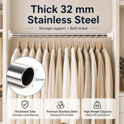 🏠 Drill-Free Adjustable Tension Rod – Instant Storage, Zero Wall Damage
