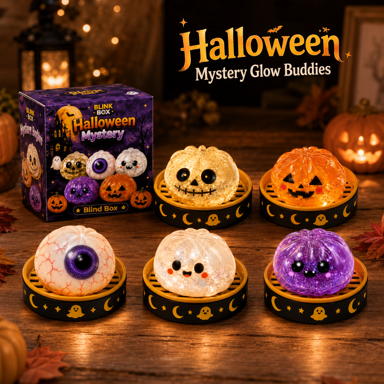 🎃 Spooky Cute Light-Up Steamer Bun Squeeze Toy