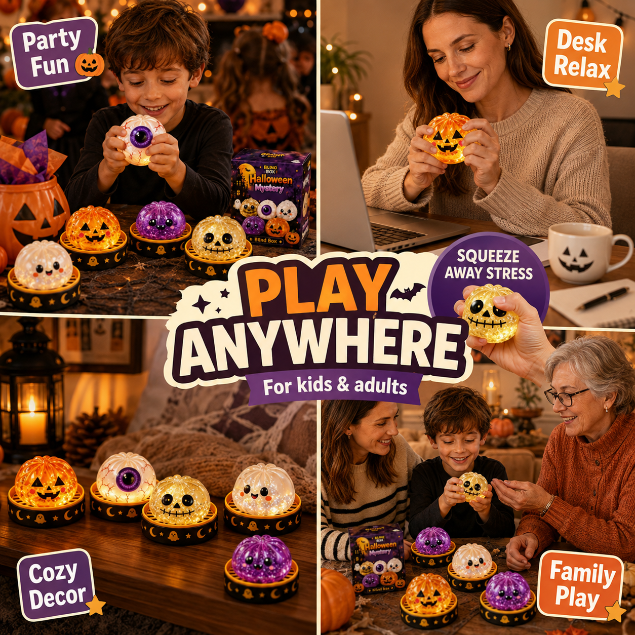 🎃 Spooky Cute Light-Up Steamer Bun Squeeze Toy