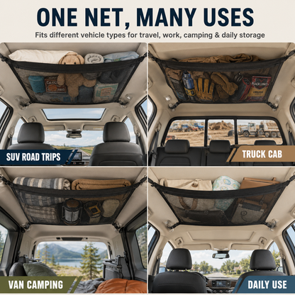 🚗 Car Ceiling Storage Net with Zipper