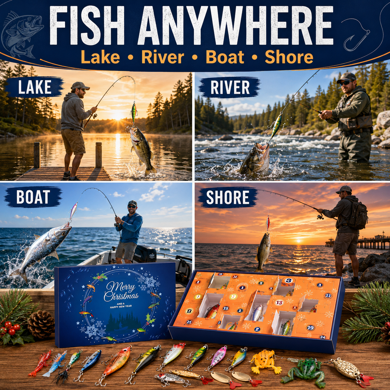 🎣 24-Day Fishing Lure Advent Calendar | Daily Tackle Surprise Box 🎄