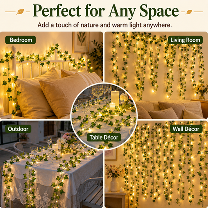 🌿 Aesthetic LED Ivy Garland Lights – Warm Ambient Room Decor ✨