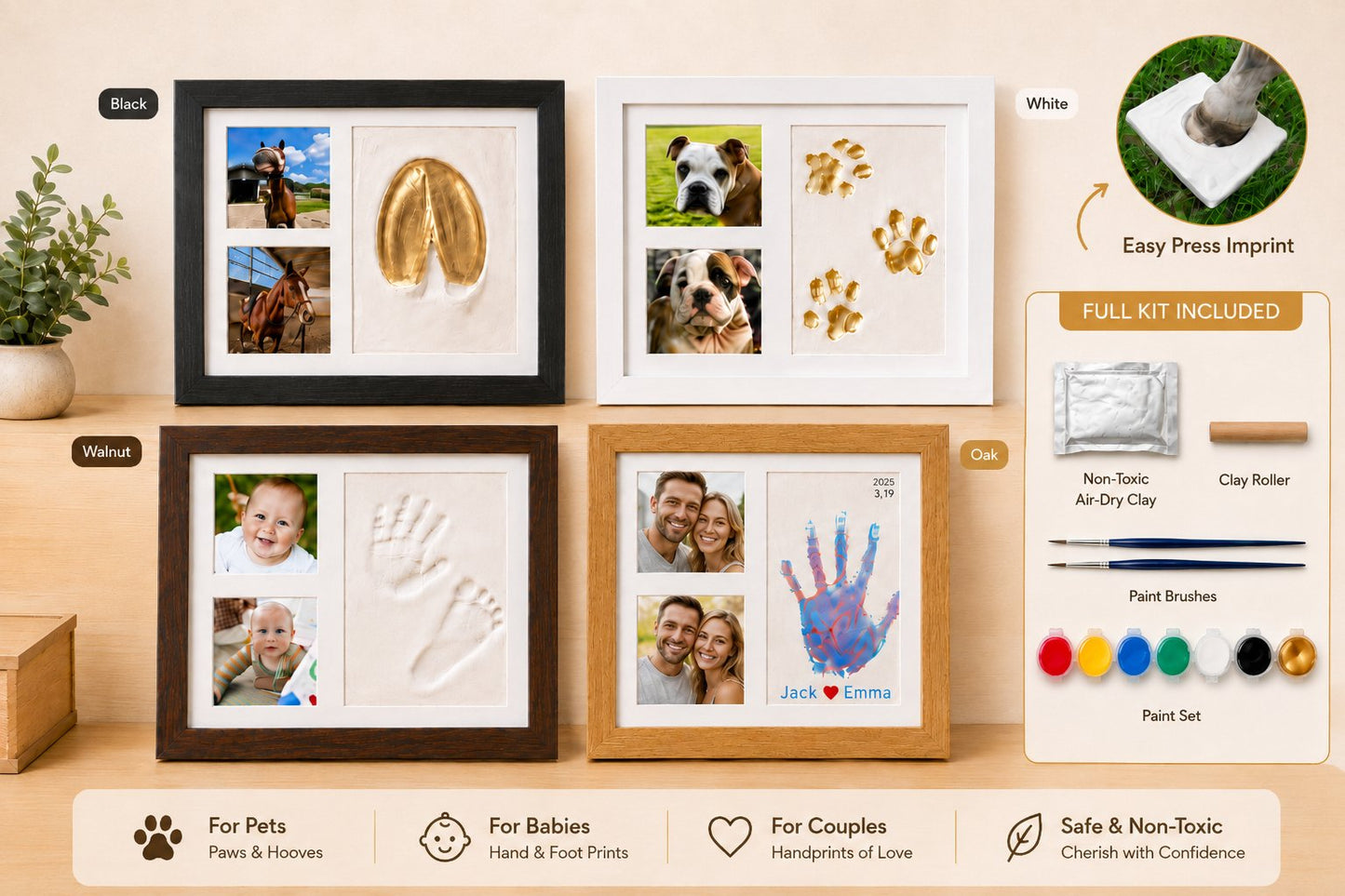 🐴 Horse Hoofprint & Family Keepsake Clay Kit – For Paws, Hands & Footprints🖼️Made by You & Personalise It Your Way💛