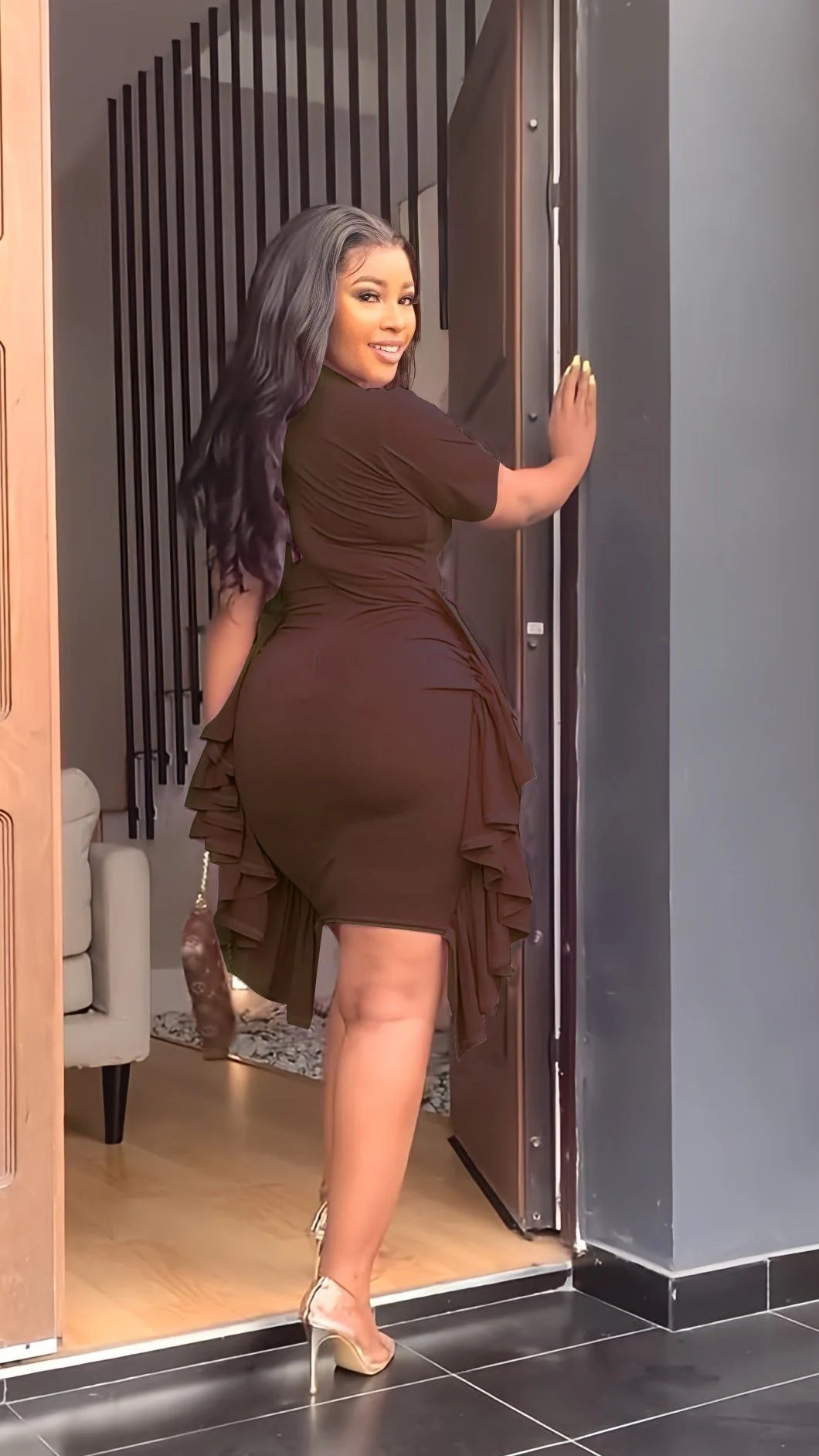🔥49%OFF 💕Round Neck Short Sleeve Irregular Ruffle Midi Dresses