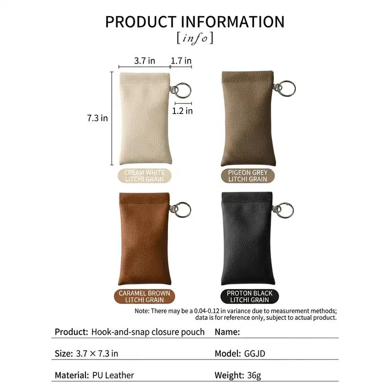 🕶️ Soft PU Leather Eyeglasses Pouch with Cleaning Cloth & Key Ring