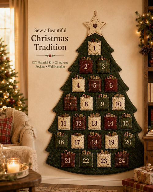 🎄✨DIY 24-Pocket Fabric Christmas Advent Tree Kit
