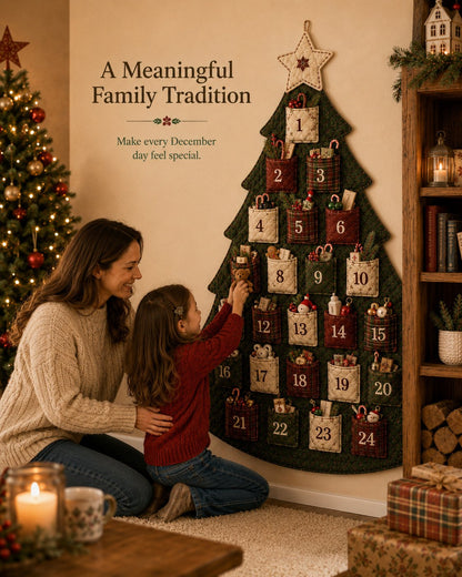 🎄✨DIY 24-Pocket Fabric Christmas Advent Tree Kit