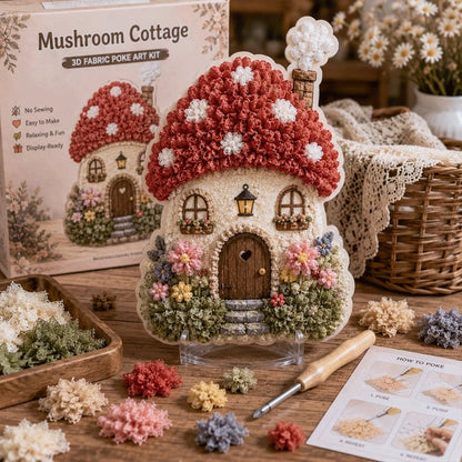 ✨🧘Relaxing & Beginner-Friendly-✨Whimsical Village 3D Fabric Poke Art Kit