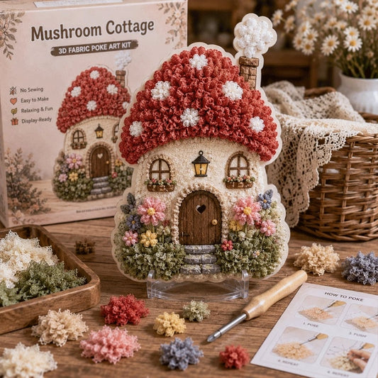 ✨🧘Relaxing & Beginner-Friendly-✨Whimsical Village 3D Fabric Poke Art Kit