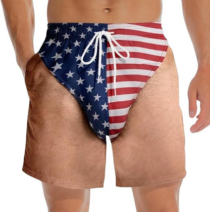 Customized 3D Hairy Legs Patriotic Beach Shorts