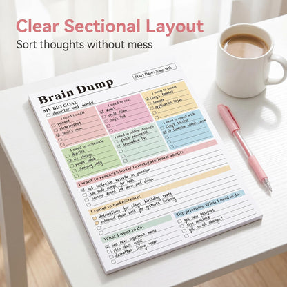 50 Tear-Off Sheets✨ADHD Brain Dump Planner Notepad