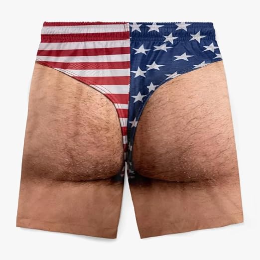 Customized 3D Hairy Legs Patriotic Beach Shorts