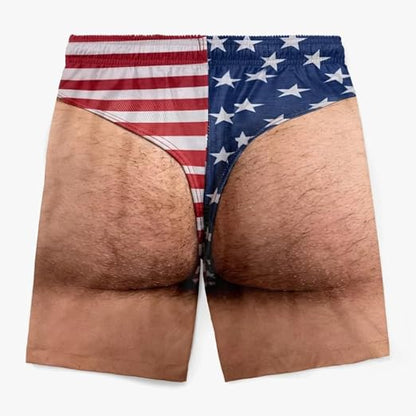 Customized 3D Hairy Legs Patriotic Beach Shorts