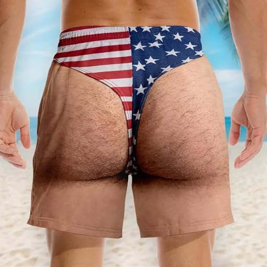 Customized 3D Hairy Legs Patriotic Beach Shorts