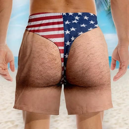 Customized 3D Hairy Legs Patriotic Beach Shorts