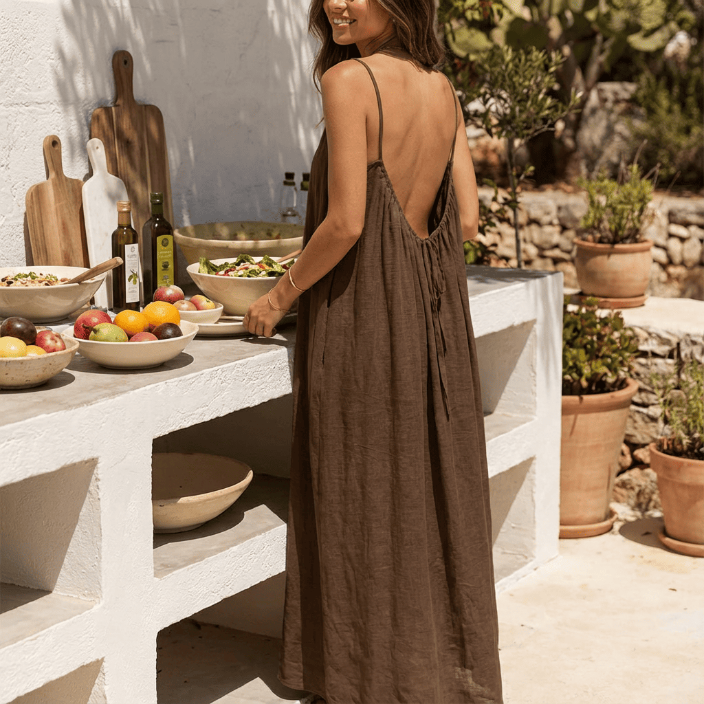 Solid Color Backless Cami Dress ✨