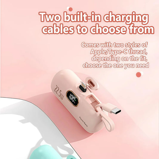 🔋No More Extra Cables! 5000mAh Mini Capsule 22.5W Fast Power Bank